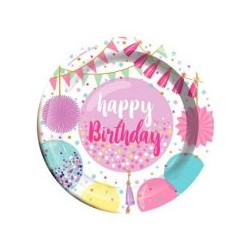 Platos Happy Birthday Balloons Chicos