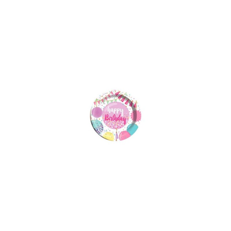 Platos Happy Birthday Balloons Chicos