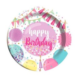 Platos Happy Birthday Balloons Chicos