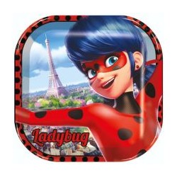 Platos Lady Bug Cuadrado