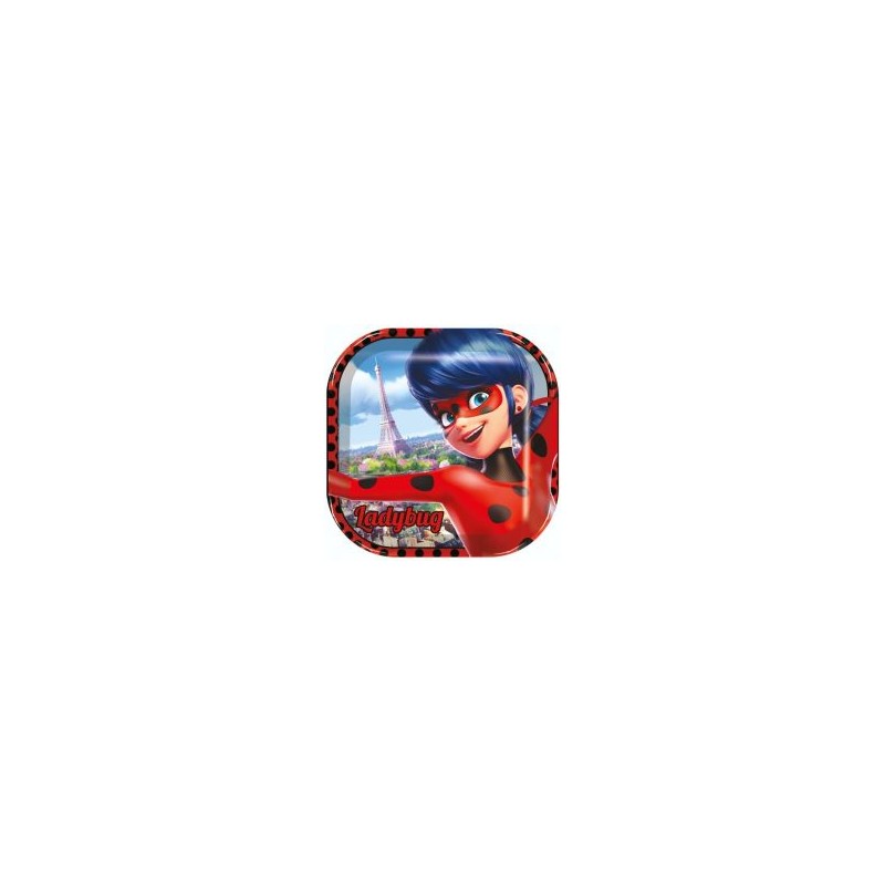 Platos Lady Bug Cuadrado